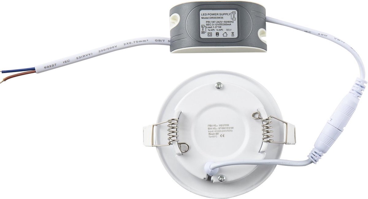Ronde LED Inbouwspot Ø85 mm - 3 Watt - 3000K - Crius
