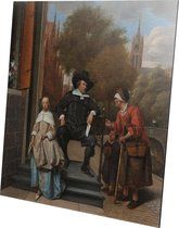 Portret van Adolf en Catharina Croeser aan de Oude Delft | Jan Steen | Aluminium | Schilderij | Wanddecoratie | 60 x 60