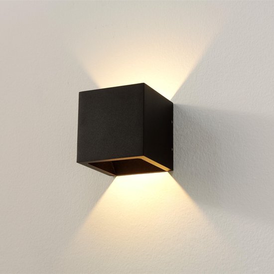 Artdelight - Wandlamp Cube - Zwart - LED 6W 2700K - IP54 - Dimbaar