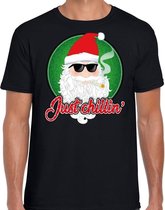 Fout Kerst shirt / t-shirt - Just chillin / cool / stoer - zwart voor heren - kerstkleding / kerst outfit L (52)