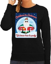 Foute Suriname Kersttrui / sweater - Christmas in Suriname we know how to party - zwart voor dames - kerstkleding / kerst outfit M (38)
