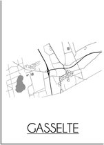 DesignClaud Gasselte Plattegrond poster A4 + Fotolijst wit (21x29,7cm)