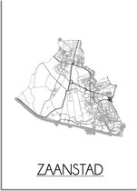 DesignClaud Zaanstad Plattegrond poster  - A3 + Fotolijst wit (29,7x42cm)