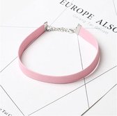 Roze Leren Choker - Ketting - Collier - Imitatieleer - 35 cm - 1 stuks