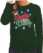 Foute kersttrui / sweater Santa is a little drunk groen voor dames - kerstkleding / christmas outfit S (36)