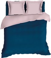 Warme Flanel Dekbedovertrek Uni Blauw/Roze | 140x200/220 | Heerlijk Zacht En Soepel | Ideaal Tegen De Kou