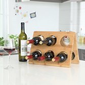 Decopatent® Wijnrek voor 6 flessen wijn - Design wijnrek - Chique -Bamboe - Hout - Wijnflessenrek - Flessenrek - Wijnflessen