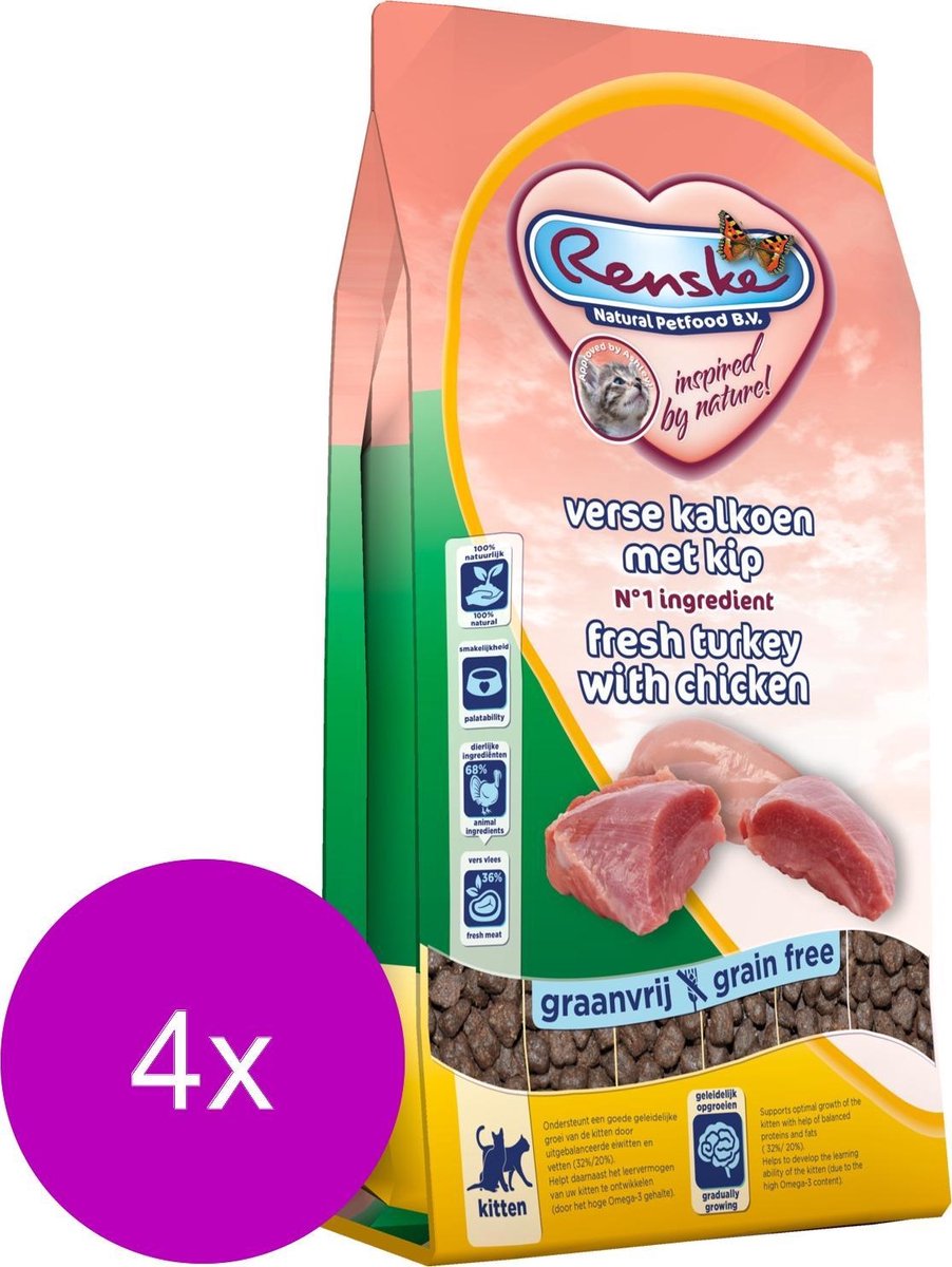 Renske Renske Kitten Verse Kalkoen&Kip - Kattenvoer - 4 x 400 g