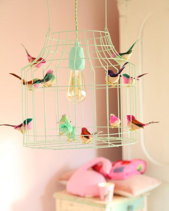 Suspension Chambre Bebe Vert Menthe Menthe Et Rose Avec Des Oiseaux Comme De Vrais Bol Com