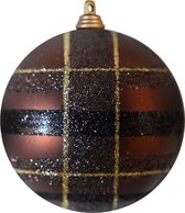 Kerstbal Patroon bruin 15 cm per stuk