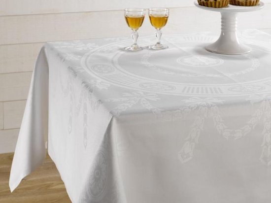 Damast Tafelkleed 'Nero Wit' vierkant 140cm Witte | bol.com
