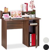 Relaxdays computertafel met kast - bureau - computerbureau met vakken - pc tafel - houtlook