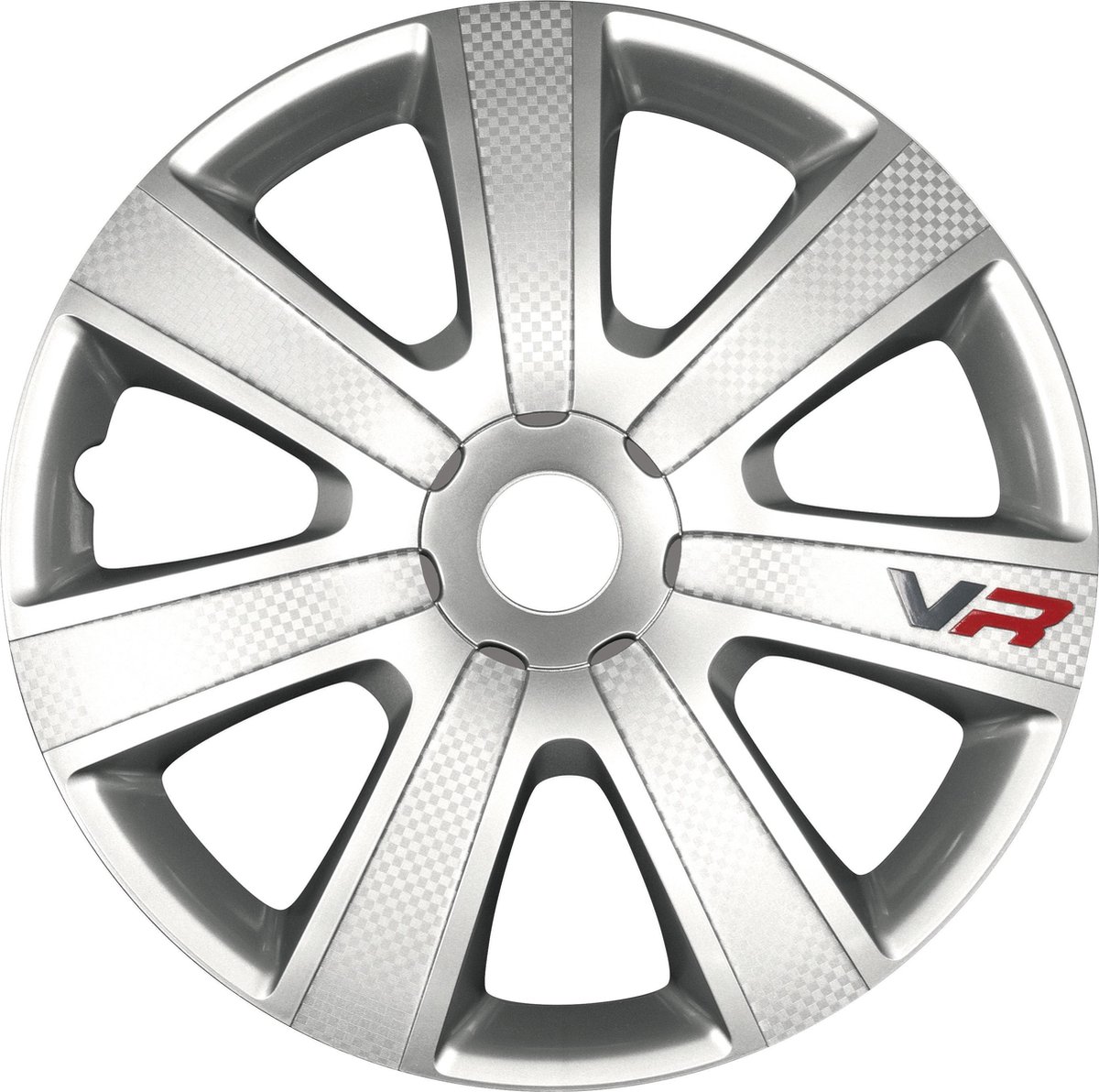 "Wieldoppen 14 inch 4 stuks  VR Carbon zilver wieldoppenset 14"""