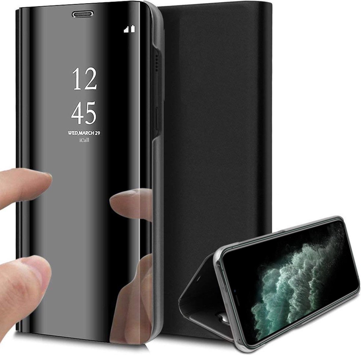 Hoesje geschikt voor iPhone 11 pro - spiegel book case cover zwart