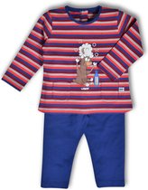 Woody - Meisjes pyjama, rood-blauw gestreept