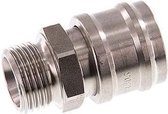 RVS DN 7.2 (Euro) Luchtkoppeling Snelkoppeling G 1/2 inch Buitendraad Double Shut-Off - CLS7-M-S-SV-012