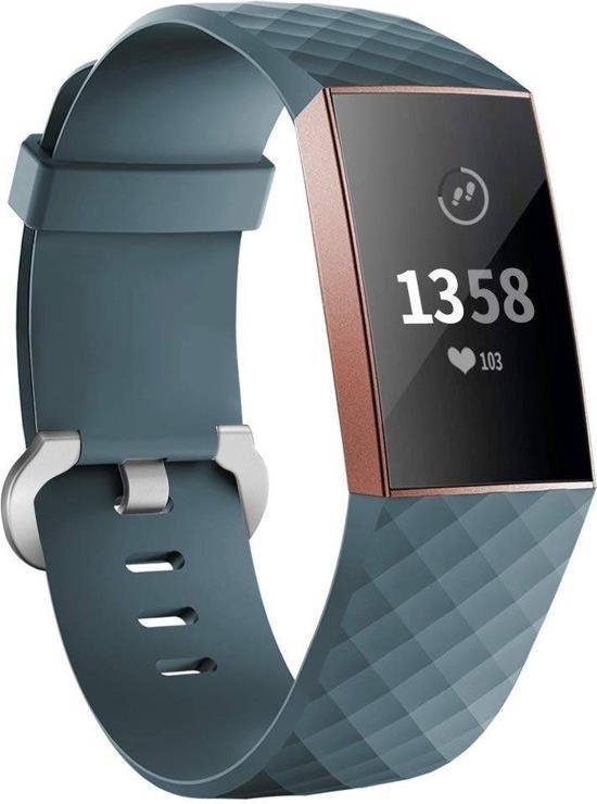 Fitbit Charge 3 4 siliconen bandje Donker Grijs Dark Grey Diamant patroon bol