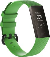 Fitbit Charge 3 & 4 siliconen bandje |Groen / Green |Diamant patroon | Premium kwaliteit | Maat: M/L | TrendParts