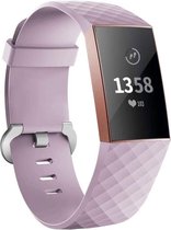 Fitbit Charge 3 & 4 siliconen bandje |Lavendel |Diamant patroon | Premium kwaliteit | Maat: S/M | TrendParts