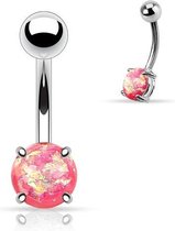 Opal Prong Setting Roze Navelpiercing ©LMPiercings