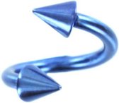 Titanium Geanodiseerd Blauw Twister Spikes 1,2 mm x 8 mm ©LMPiercings