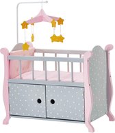 Teamson Kids - Kinderbedje en Opbergkast Voor Babypoppen - Accessoires Voor Poppen - Kinderspeelgoed - Grijs/Roze - TD-0206AG