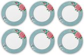 Pip Studio Blushing Birds Dinerbord Blauw 26.5 cm - 6 stuks