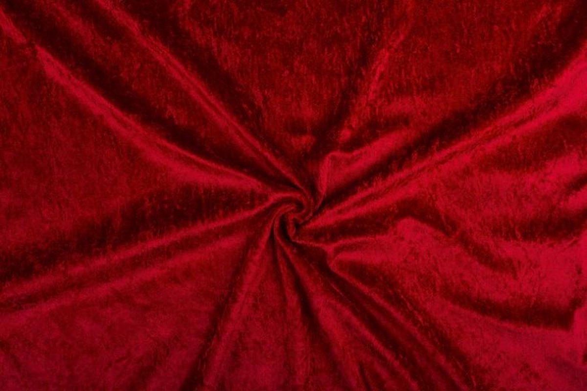 Velours de panne stof - Donkerrood - 50 meter