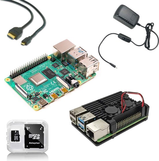 Raspberry Pi 4B 4GB Starter Kit met heatsink case