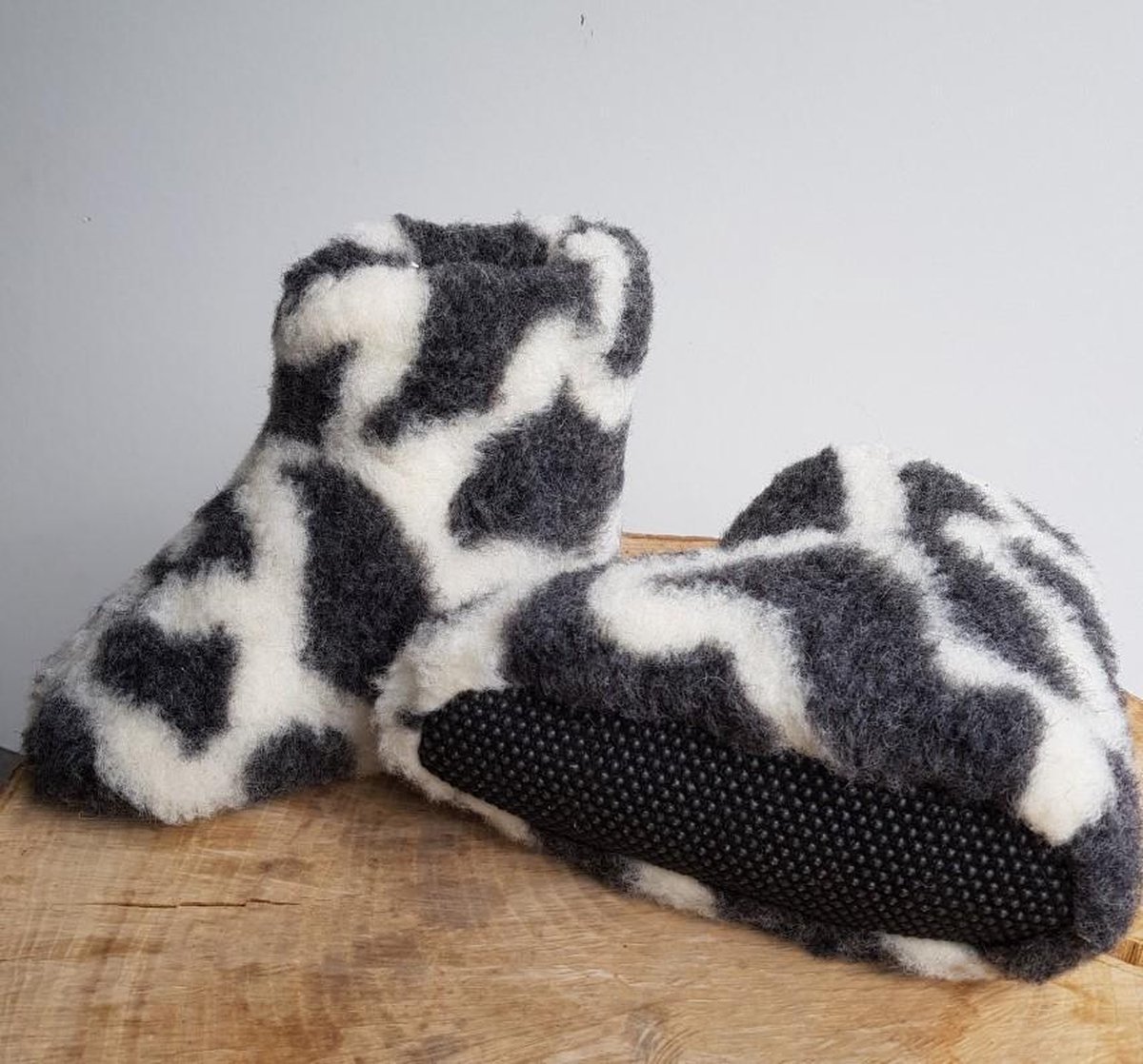 LuLu wonen Wollen Sloffen gevlekt met vilten antislip zool voor dames en heren