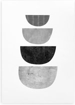 Poster zwart wit abstract grafisch designposter minimalistisch vormen A4