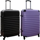 Travelerz kofferset 2 delig ABS groot - met cijferslot - 95 liter - zwart - lila
