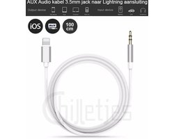 Aux Kabel Auto iPhone - Iphone Aux-kabel auto - iPhone Lightning 3.5 mm - Jack audio aansluiting - (Wit)
