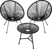 tectake -  Set van 2 stoelen Gabriella met tafel zwart - 403307