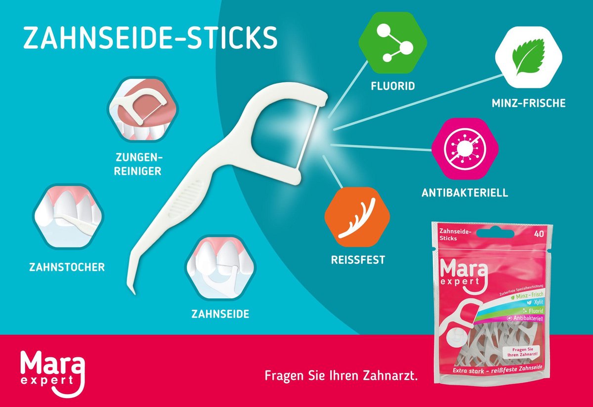 Mara Expert Floss Picks Vegan Met Fluoride Antibacterieel bol