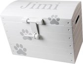 leuk kado met naam opbergkist spullen huisdier multiplex  63 cm - wit