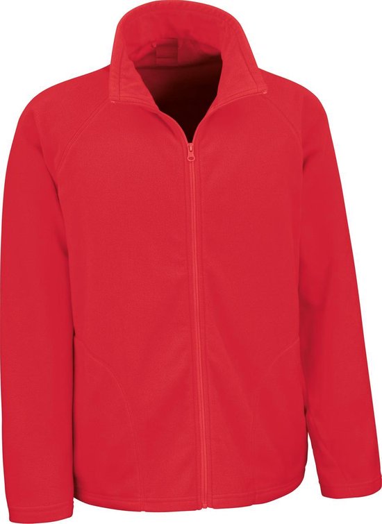 Veste zippée en polaire rouge Senvi, de face. La veste a un col droit.