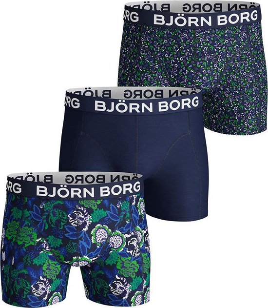 Bjorn Borg - Heren - 3-Pack Core Flower Sammy Boxers - Blauw - XS | bol.com