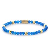 Rebel&Rose armband - Brightening Blue - 4mm - yellow gold plated