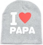 I love papa babymuts - Grijs - Muts voor baby's - Met tekst - One size