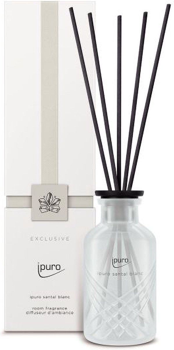 ipuro santal blanc geurverspreider Glas, Kunststof Zwart, Doorschijnend, Wit Geurfles - 240 ml
