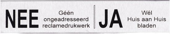 "RVS Nee Ja brievenbus sticker Ja-Nee sticker Geen reclame gemaakt van RVS ""Ja Nee"" bordje als sticker"