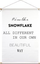 We are like a snowflake alle different in our own beautiful way | Textielposter | Textieldoek | Wanddecoratie | 30 CM x 45 CM | Kerst | Kerstdecoratie