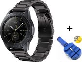 Metalen Armband Geschikt Voor Samsung Galaxy Watch 42mm Horloge Band Strap - Geschikt Voor iWatch Schakel Polsband RVS - Inclusief Inkortset - Zwart