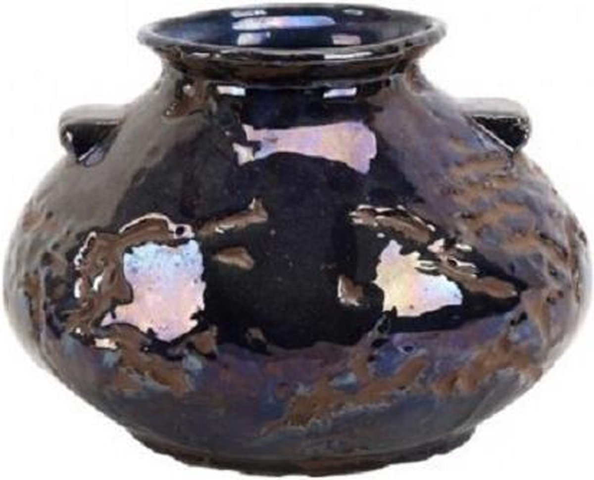 PTMD - Vaas - blauw - bruin H22 x Ø 16 cm - aardewerk