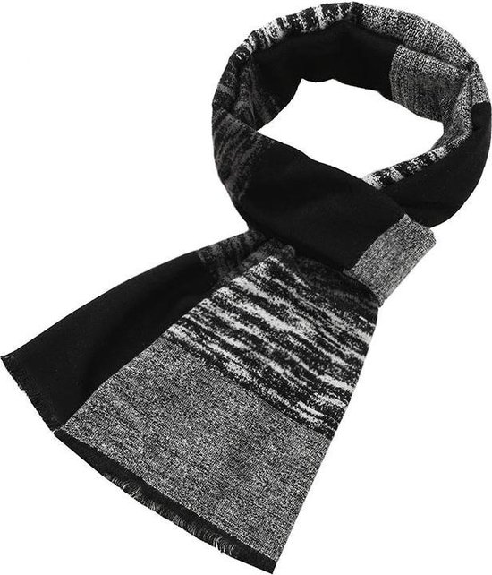 Zeug assistent bedelaar Grijs zwart crème heren sjaal zacht acryl - 30 x 180 cm - Past overal bij!  | bol.com