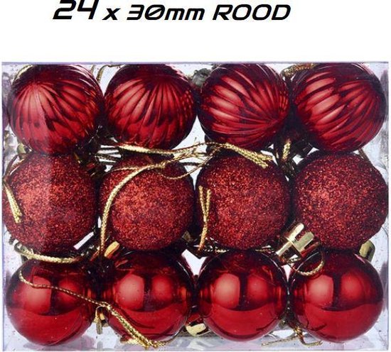 Kerstballen Rood Mini stuks 30mm - Plastic Kerstballen Decoratie Rood bol.com