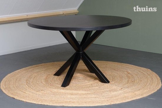 bol.com | Zwarte ronde tafel 120cm, stalen poten