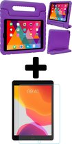 iPad 10.2 2019 Kinderhoes Kidscase Hoesje + Screenprotector - Paars