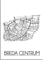 DesignClaud Breda Centrum Plattegrond poster  - A3 + Fotolijst wit (29,7x42cm)